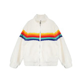 Rainbow Lamb Wool Coat for Women - Autumn Winter Style